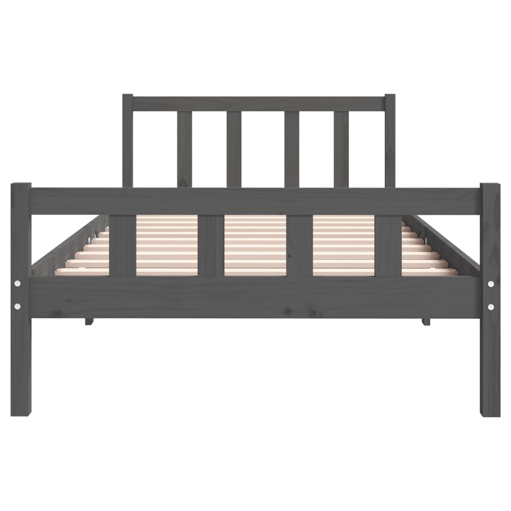 Solid Wood Grey Bed Frame 100x200 cm - No Mattress Included