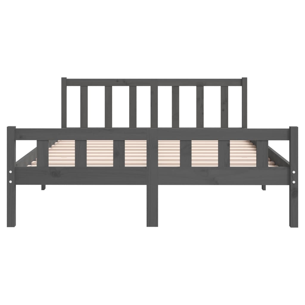 Solid Wood Grey Bed Frame - No Mattress, 120x200 cm
