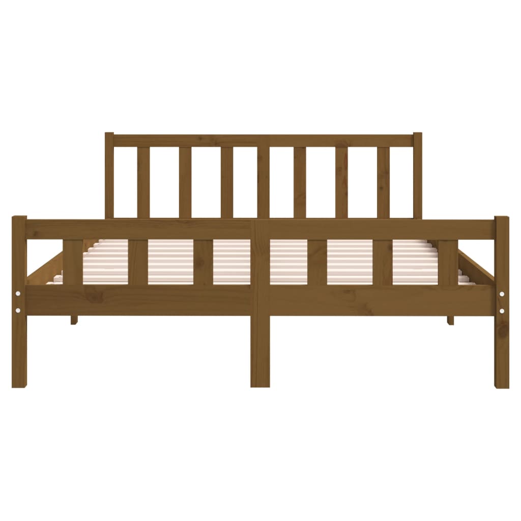 Solid Wood Bed Frame 120x200 cm, Honey Brown Finish, No Mattress