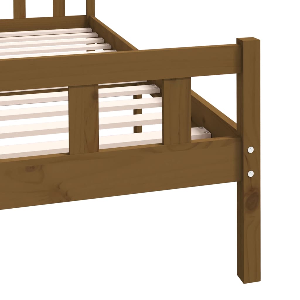 Solid Wood Bed Frame 120x200 cm, Honey Brown Finish, No Mattress