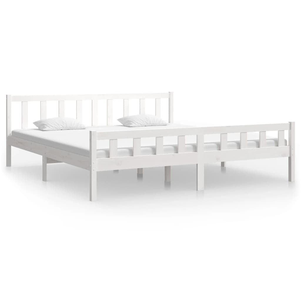 White Solid Wood Bed Frame 160x200 cm - No Mattress Included