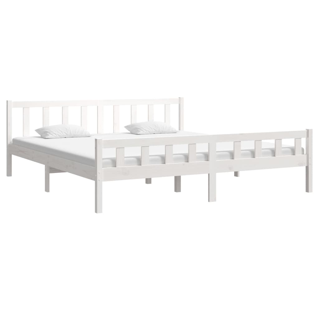 White Solid Wood Bed Frame 160x200 cm - No Mattress Included