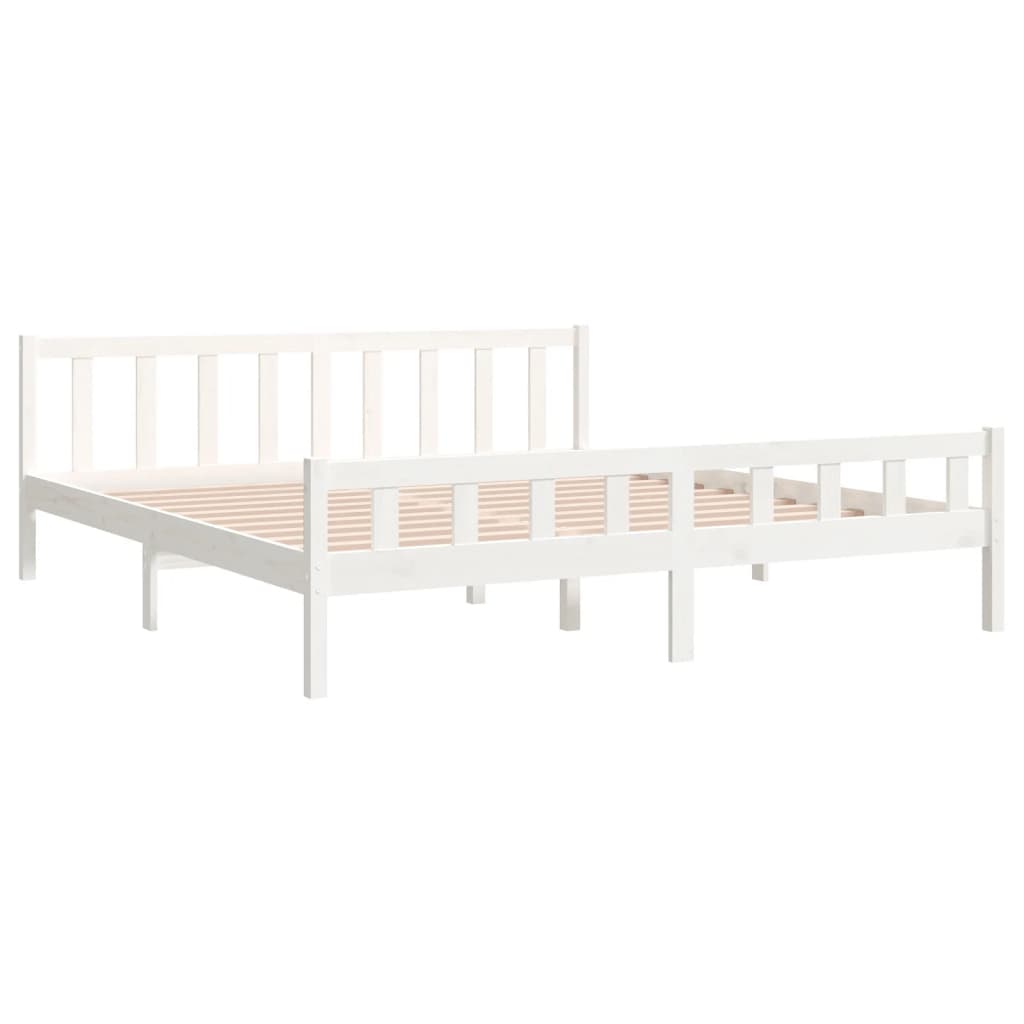 White Solid Wood Bed Frame 160x200 cm - No Mattress Included