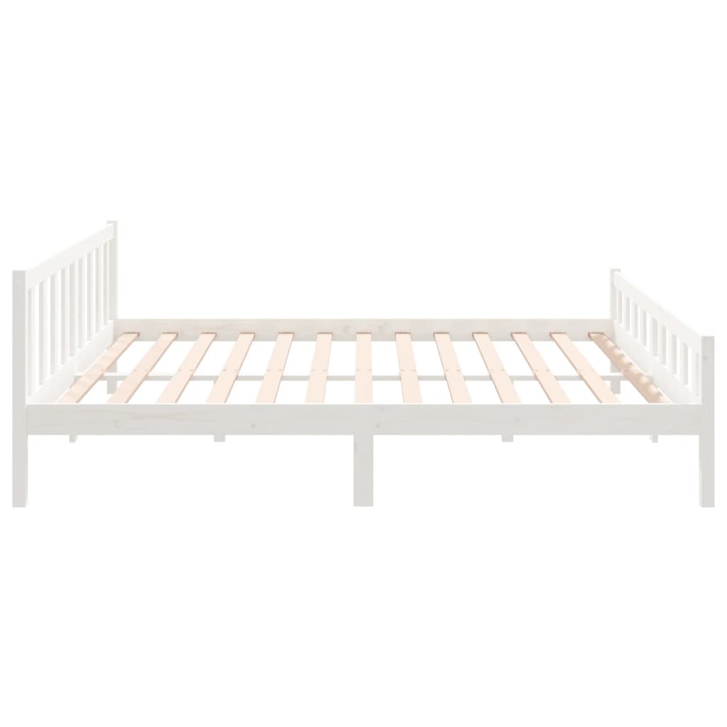 White Solid Wood Bed Frame 160x200 cm - No Mattress Included