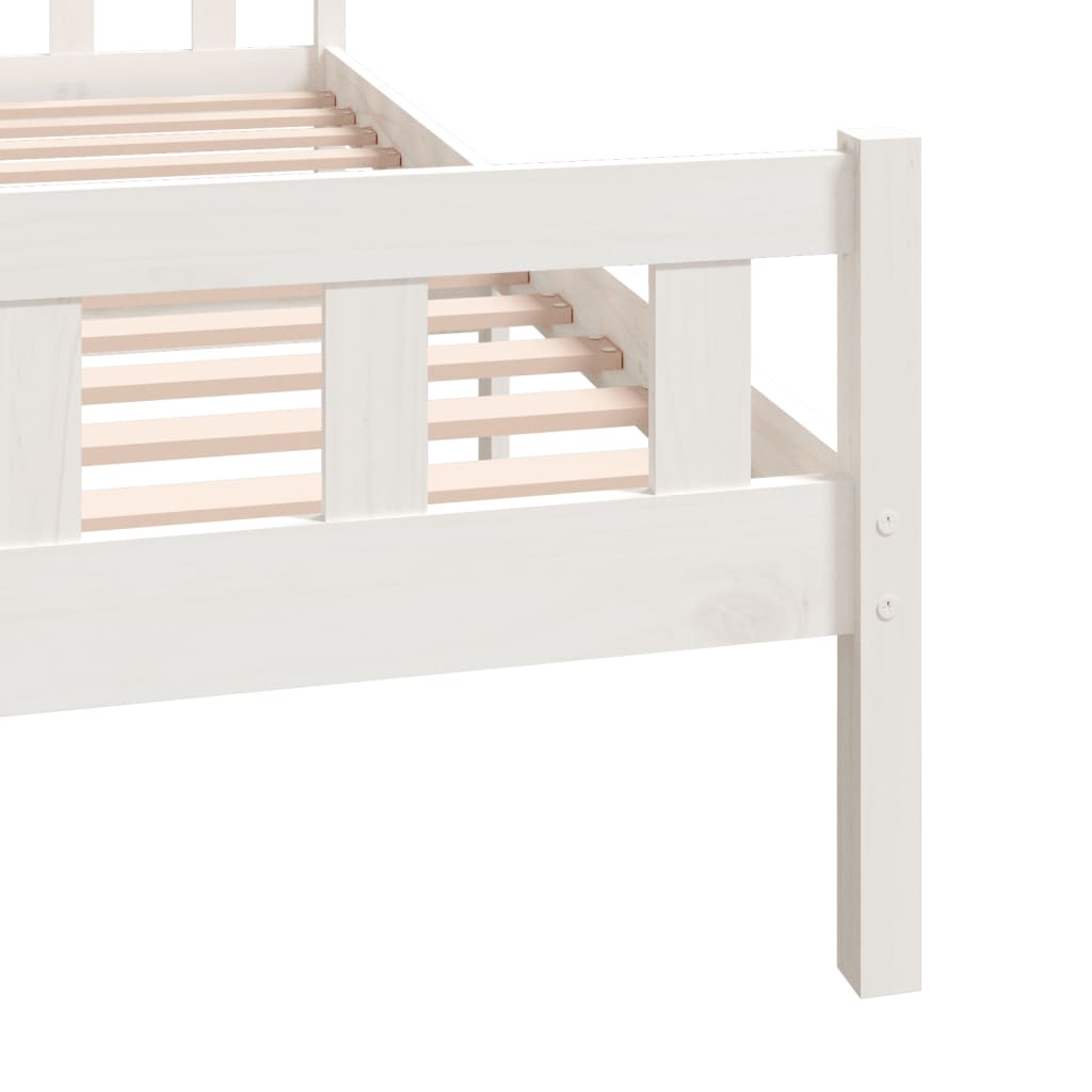 White Solid Wood Bed Frame 160x200 cm - No Mattress Included
