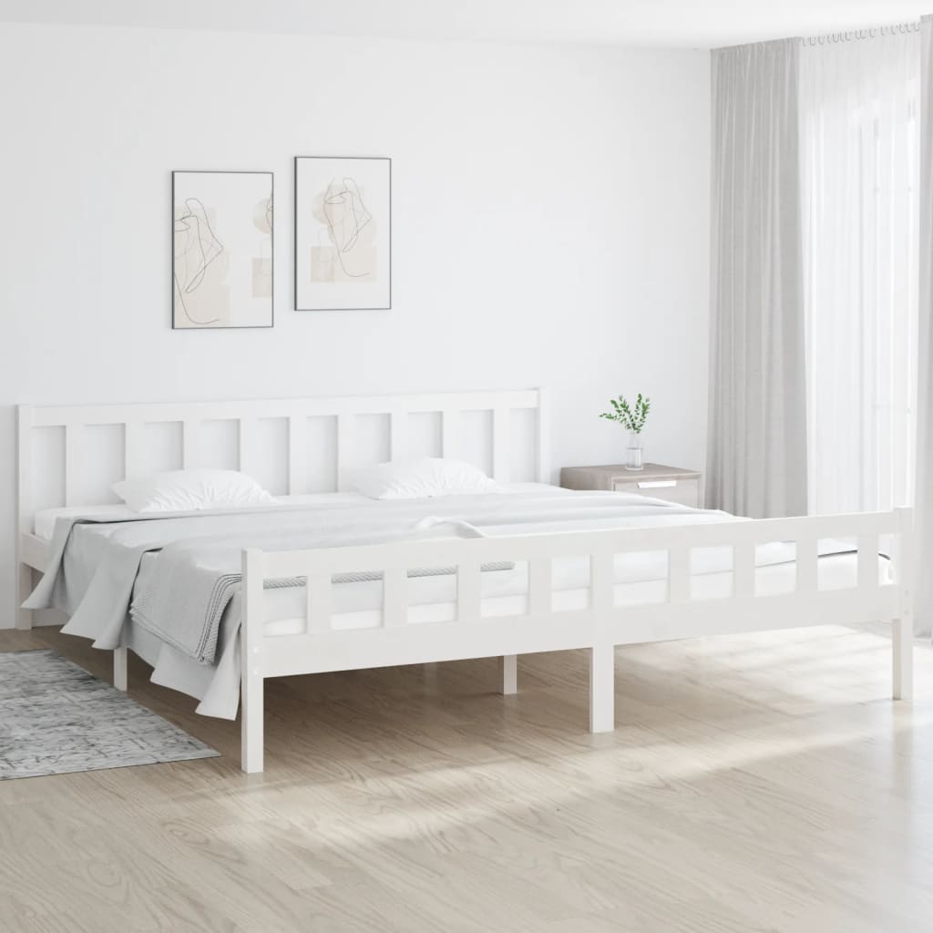 White Solid Wood Bed Frame 160x200 cm - No Mattress Included