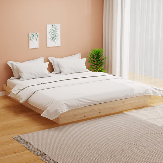Solid Wood Bed Frame 160x200 cm - Natural Finish
