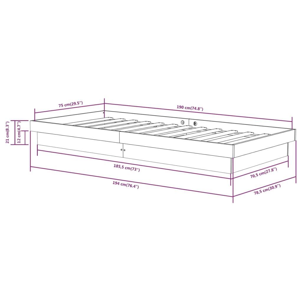 Solid Wood Black Bed Frame - Small Single (Mattress Not Included)