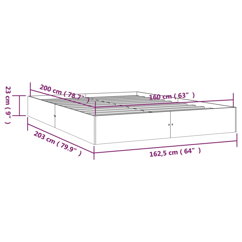 Solid Wood Bed Frame 160x200 cm - Sturdy & Stylish Design