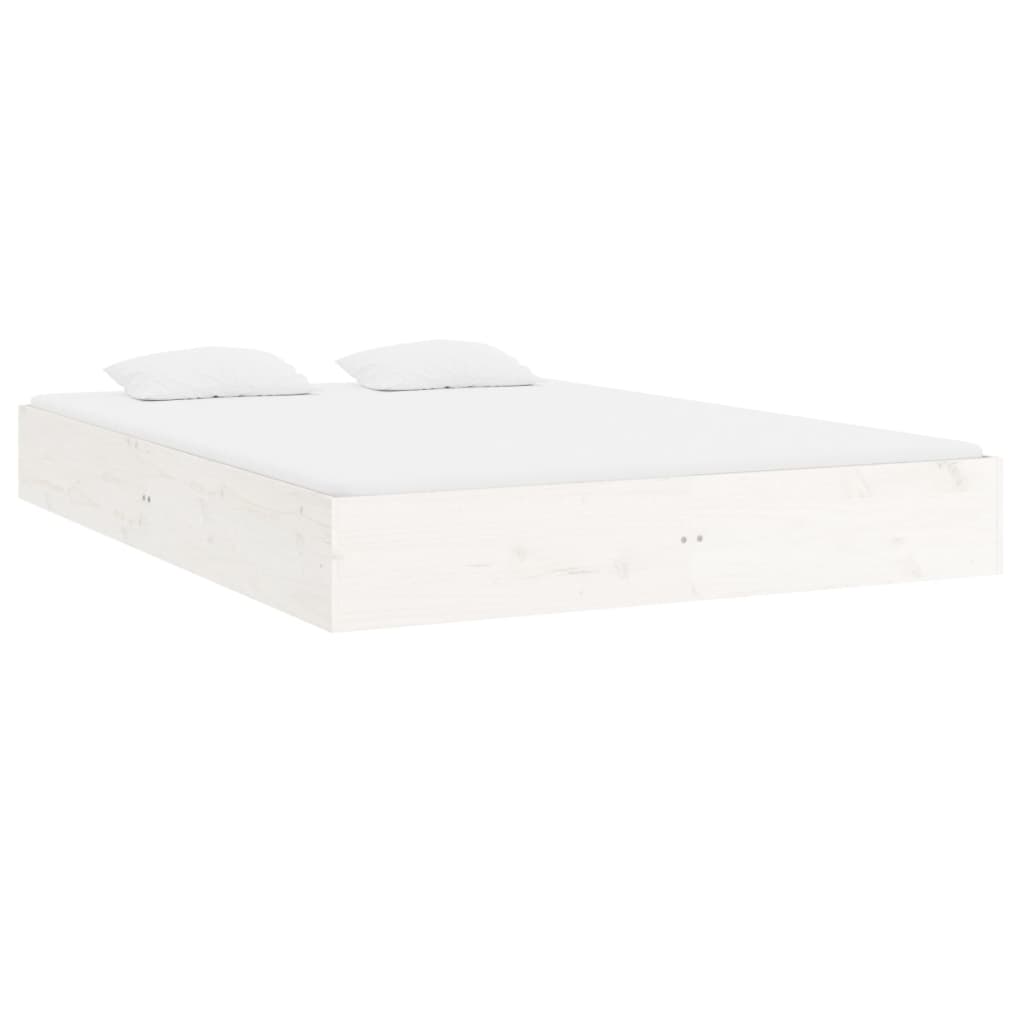 White Solid Wood Bed Frame 160x200 cm - No Mattress Included