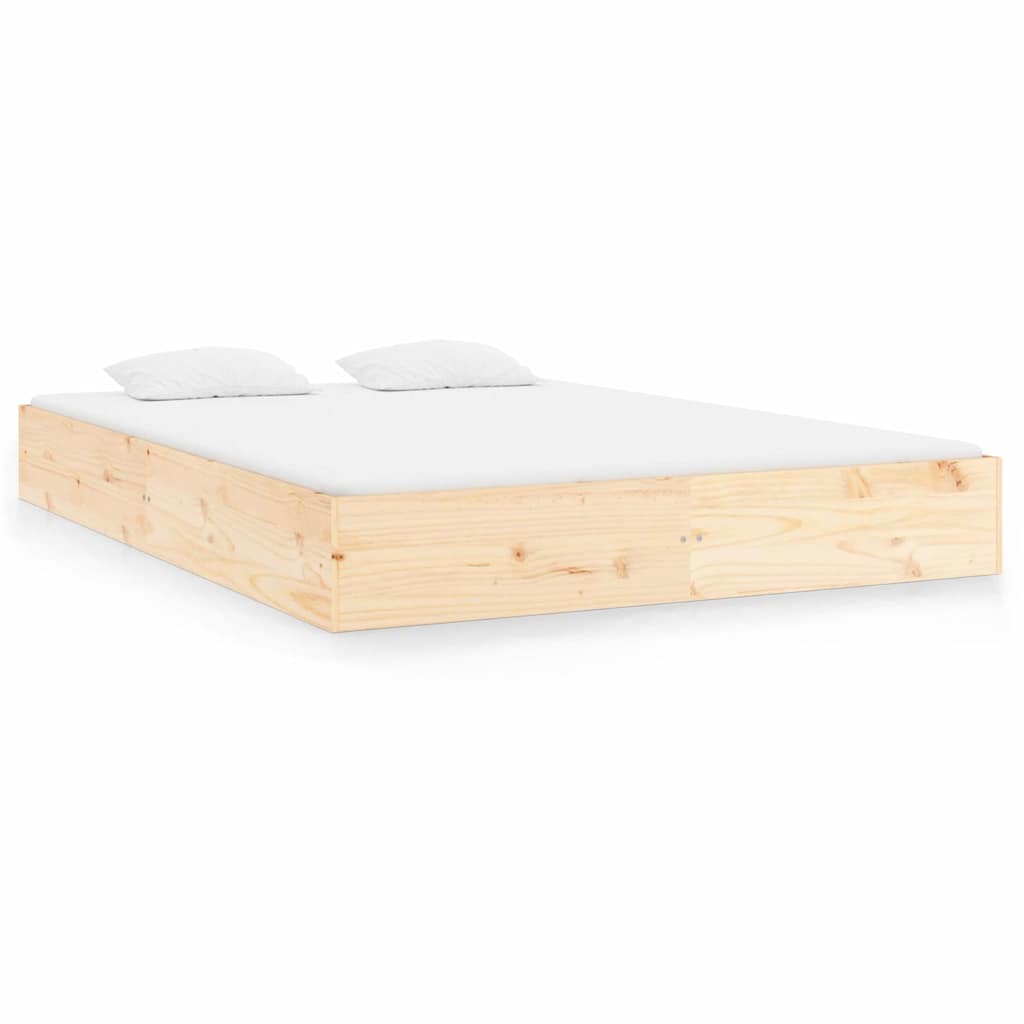 Solid Wood King Size Bed Frame 150x200 cm – Natural Finish