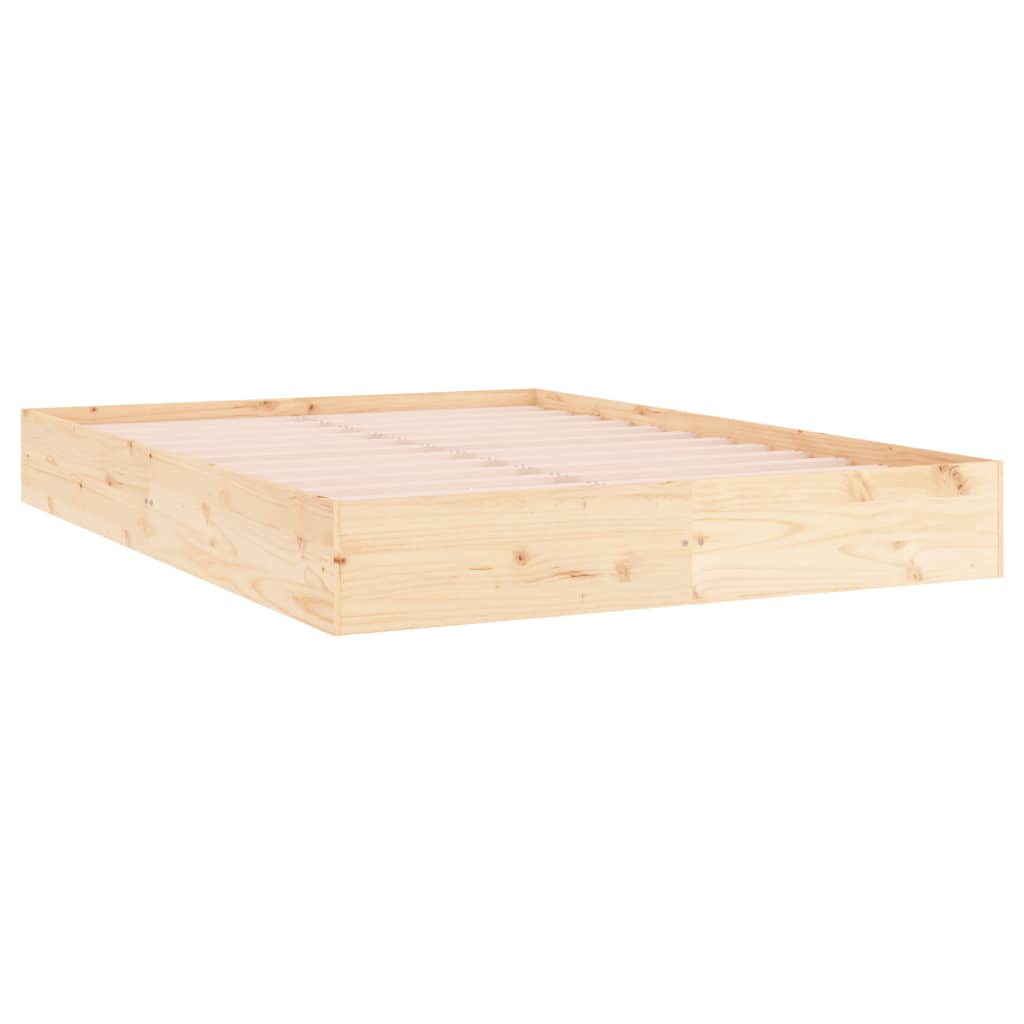 Solid Wood King Size Bed Frame 150x200 cm – Natural Finish