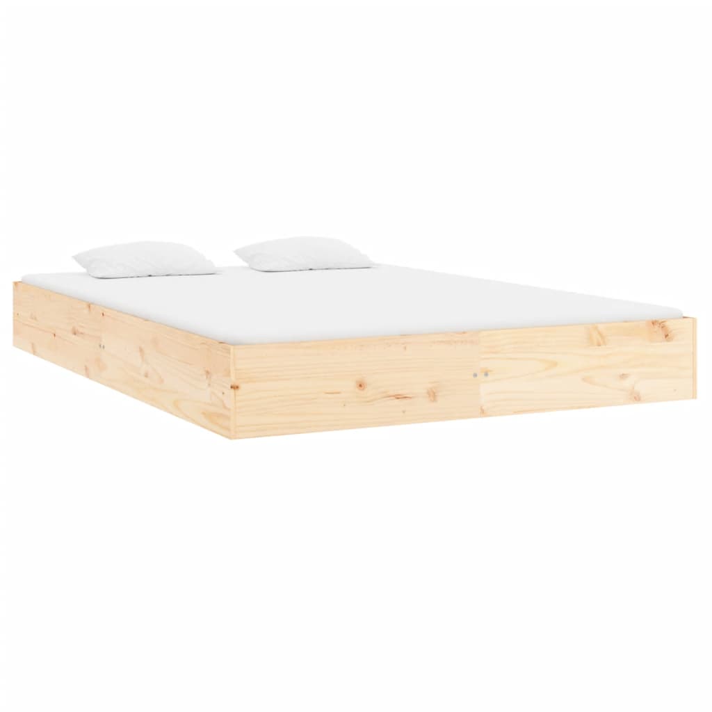 Solid Wood King Size Bed Frame 150x200 cm – Natural Finish