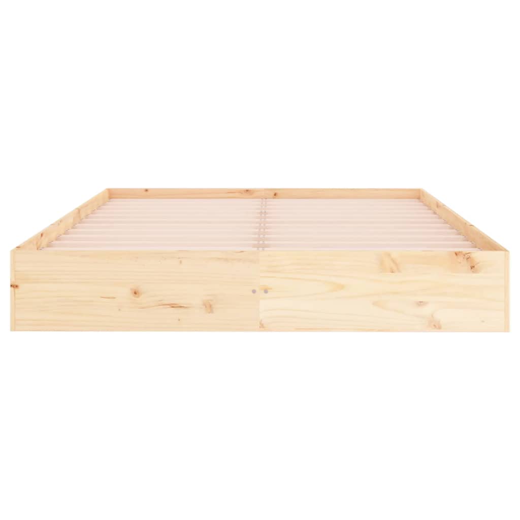 Solid Wood King Size Bed Frame 150x200 cm – Natural Finish