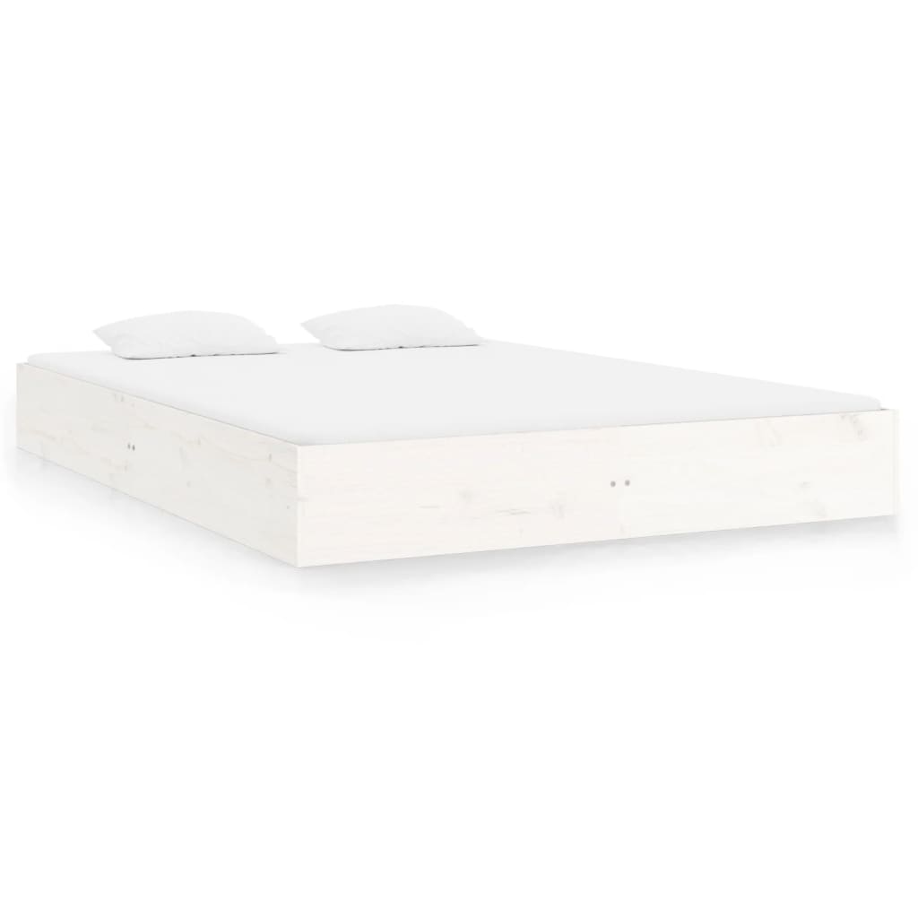 White Solid Wood Bed Frame 120x200 cm - Mattress Not Included