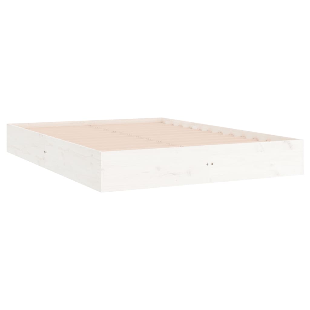 White Solid Wood Bed Frame 120x200 cm - Mattress Not Included