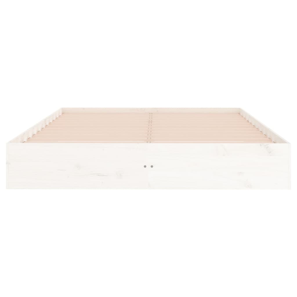 White Solid Wood Bed Frame 120x200 cm - Mattress Not Included