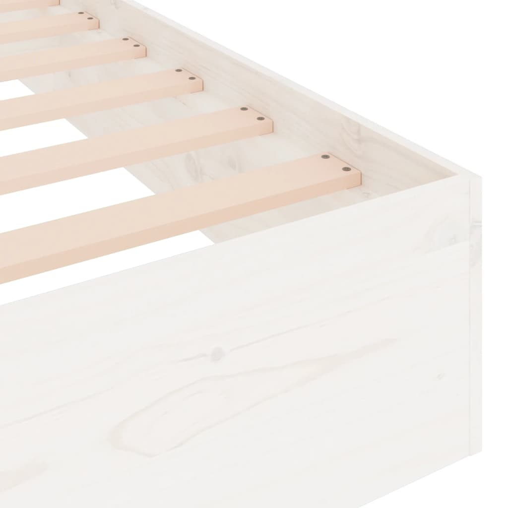 White Solid Wood Bed Frame 120x200 cm - Mattress Not Included