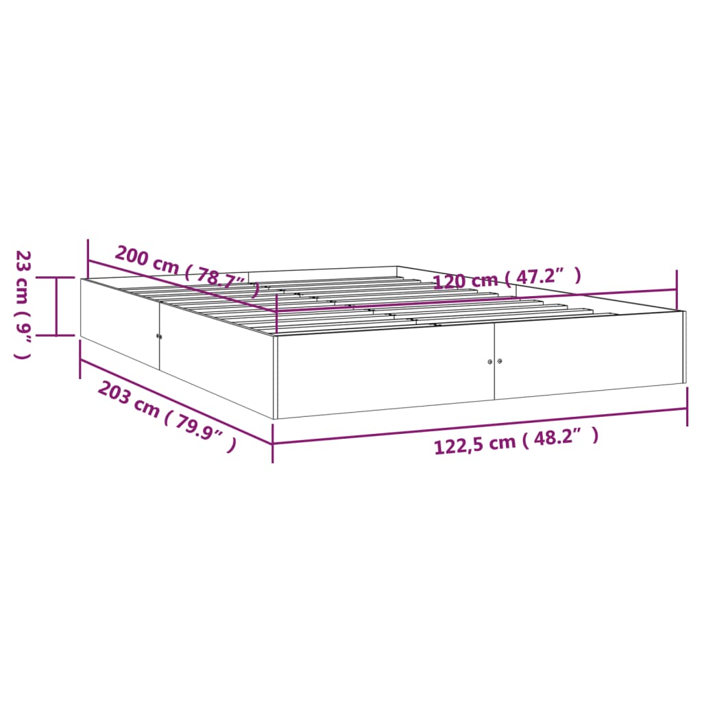 White Solid Wood Bed Frame 120x200 cm - Mattress Not Included
