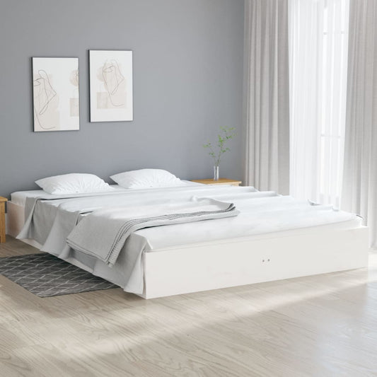 White Solid Wood Bed Frame 120x200 cm - Mattress Not Included
