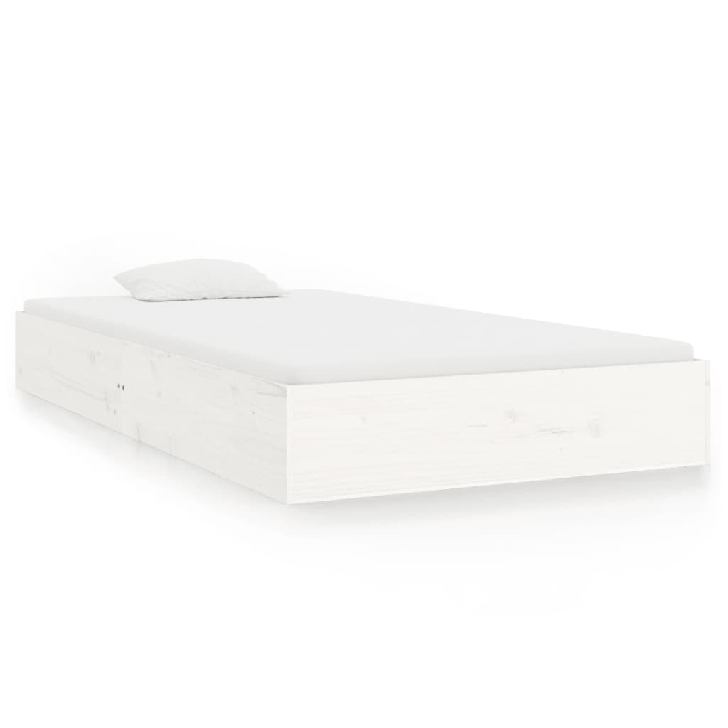 White Solid Wood Bed Frame 90x200 cm - Mattress Not Included