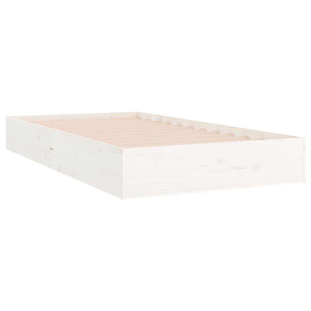 White Solid Wood Bed Frame 90x200 cm - Mattress Not Included