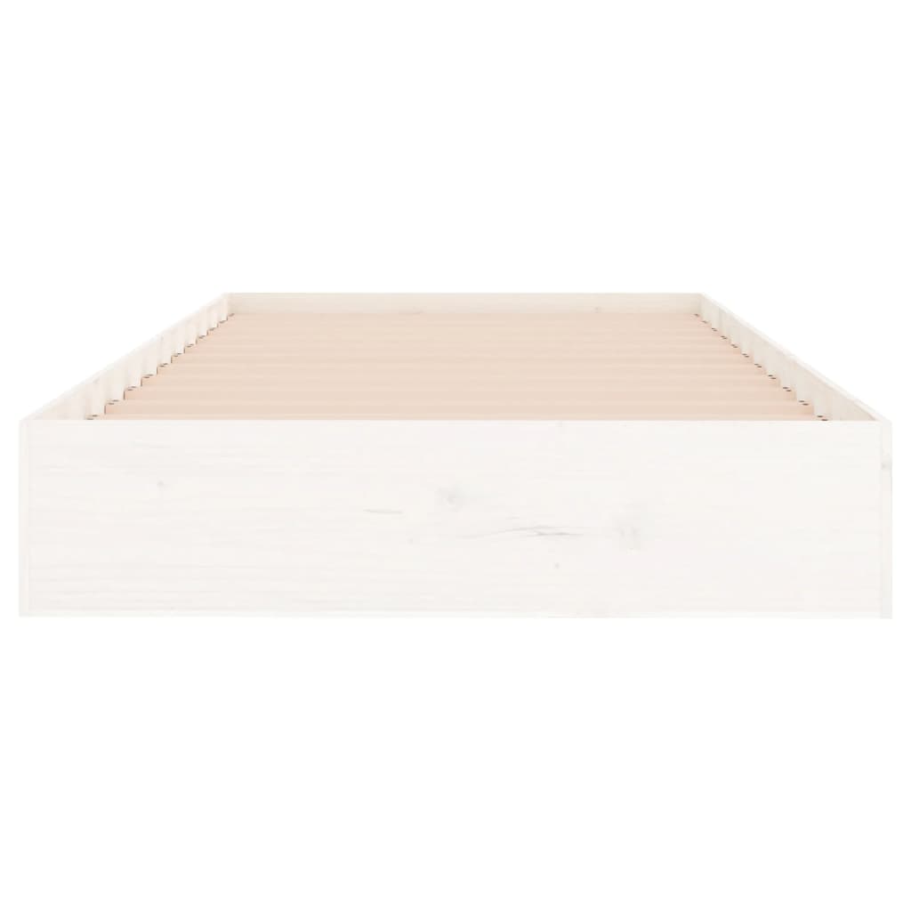 White Solid Wood Bed Frame 90x200 cm - Mattress Not Included