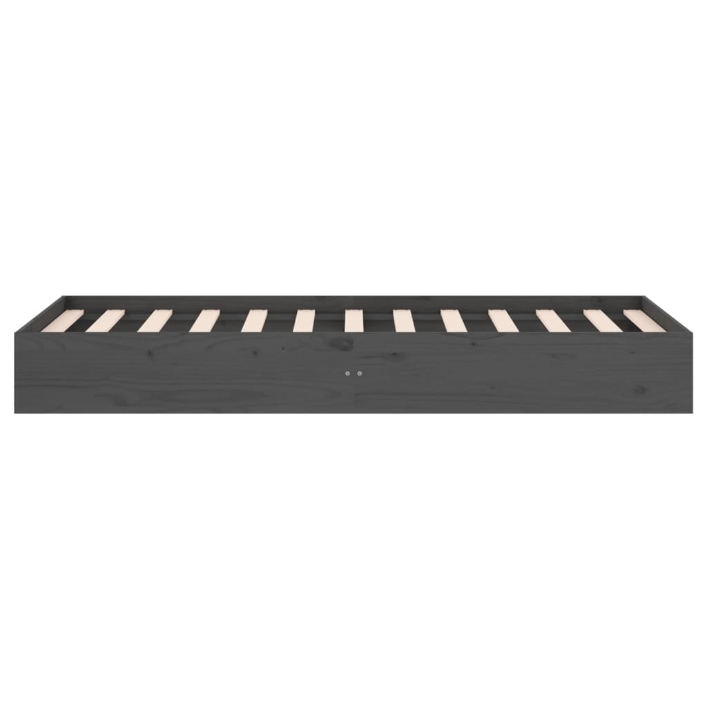 Grey Solid Wood Small Single Bed Frame, 75x190 cm - No Mattress