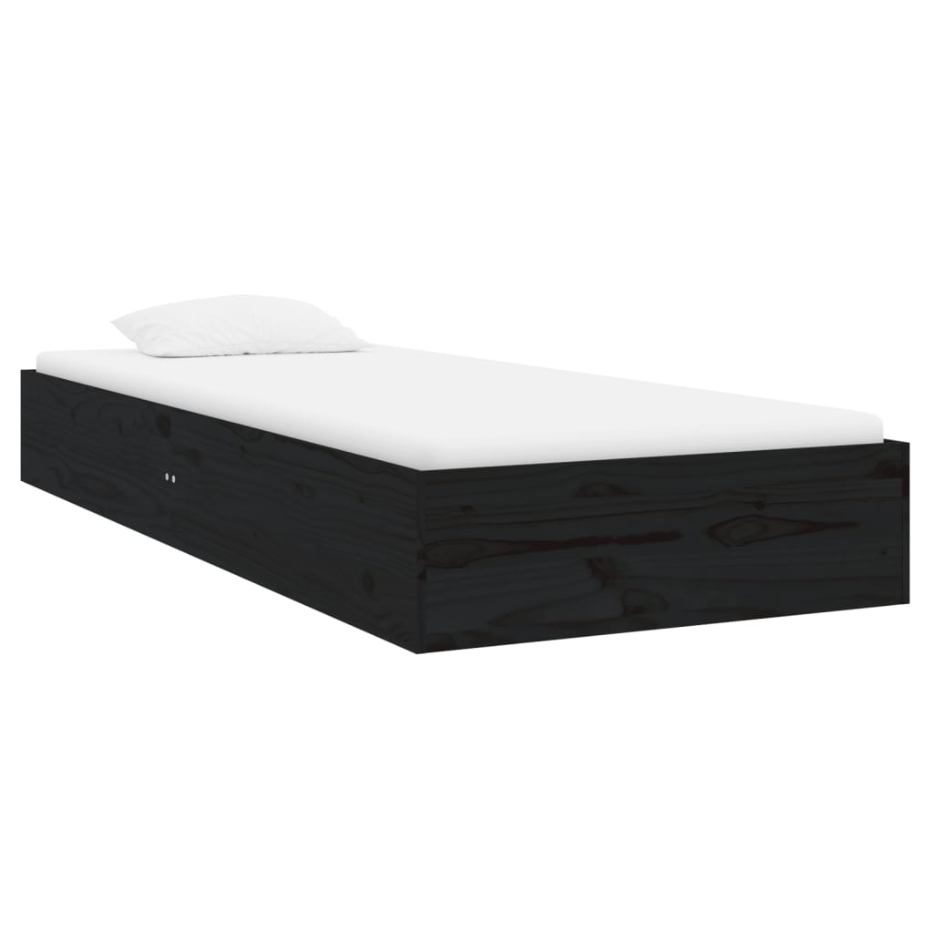 Black Solid Wood Bed Frame 75x190 cm - Small Single Size