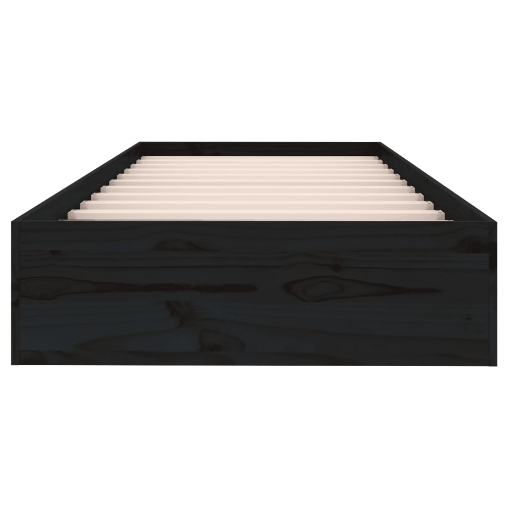 Black Solid Wood Bed Frame 75x190 cm - Small Single Size