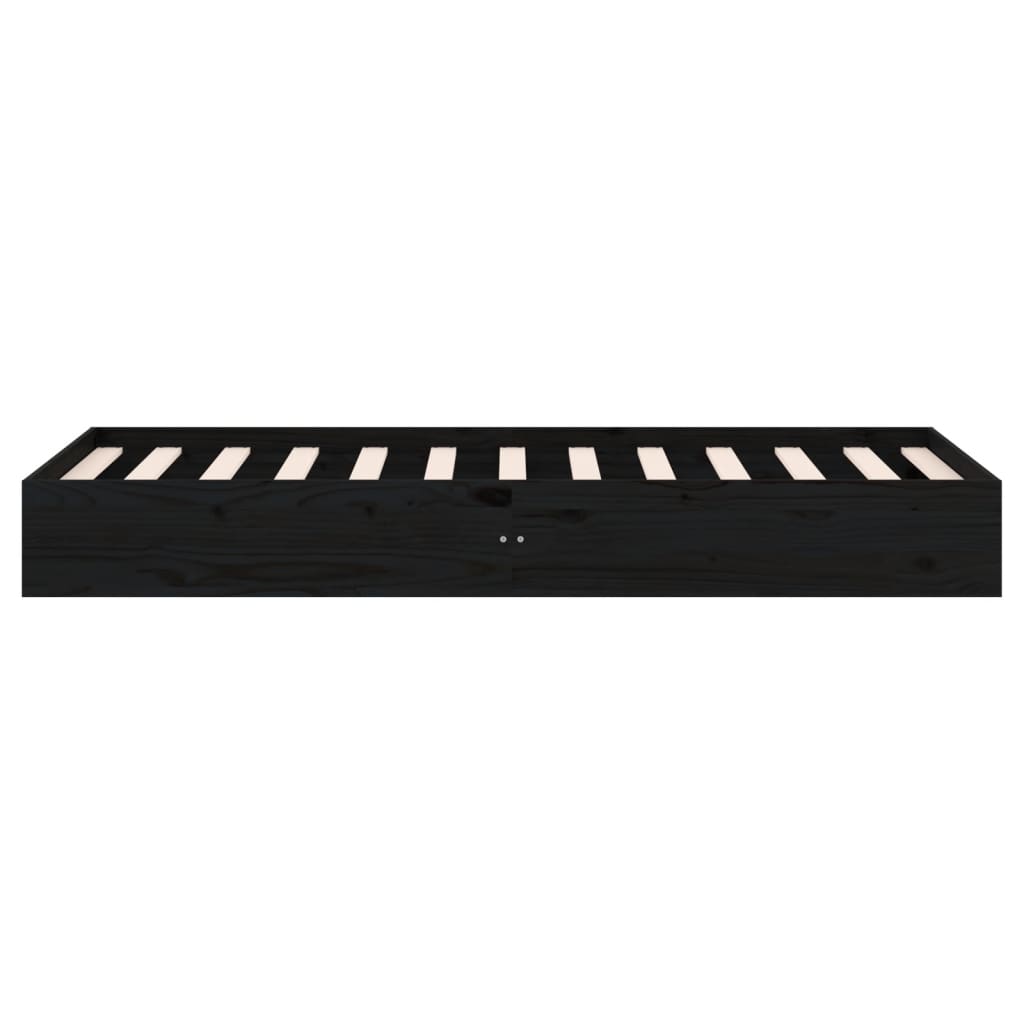 Black Solid Wood Bed Frame 75x190 cm - Small Single Size