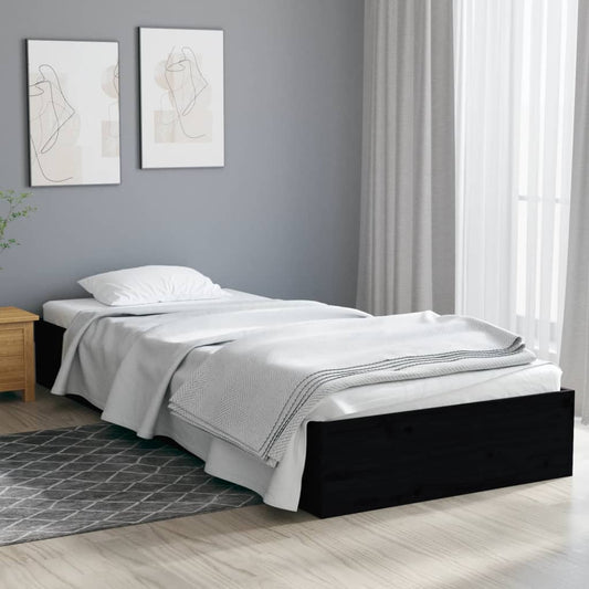 Black Solid Wood Bed Frame 75x190 cm - Small Single Size