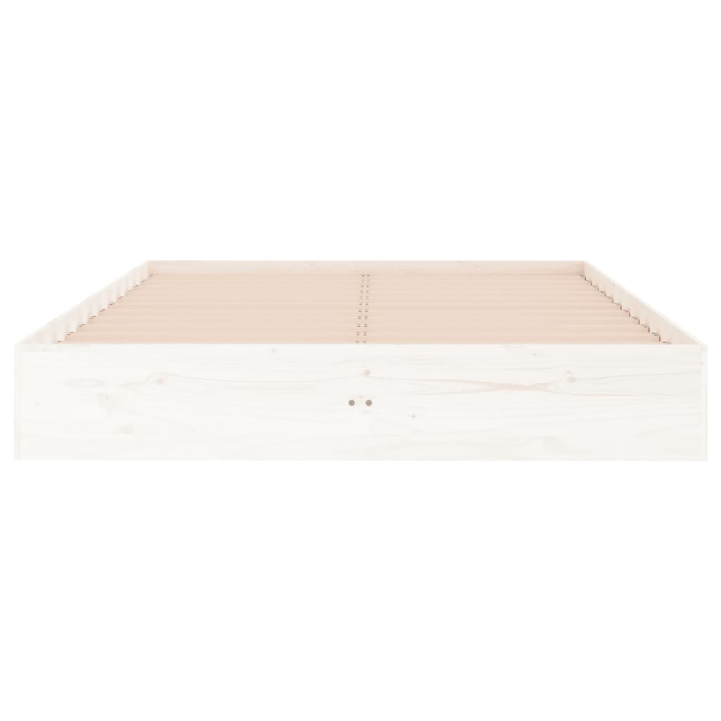 White Solid Wood Double Bed Frame 135x190 cm No Mattress