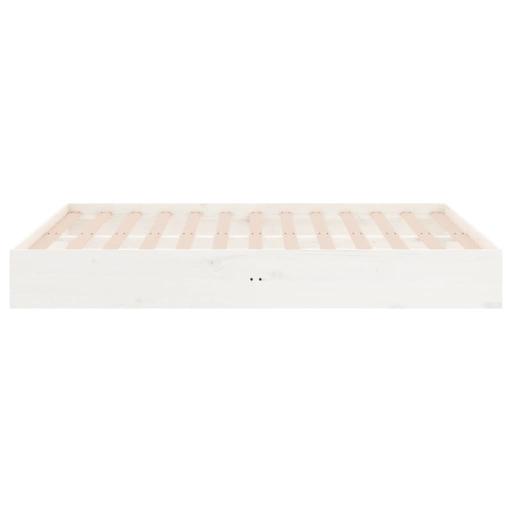 White Solid Wood Double Bed Frame 135x190 cm No Mattress