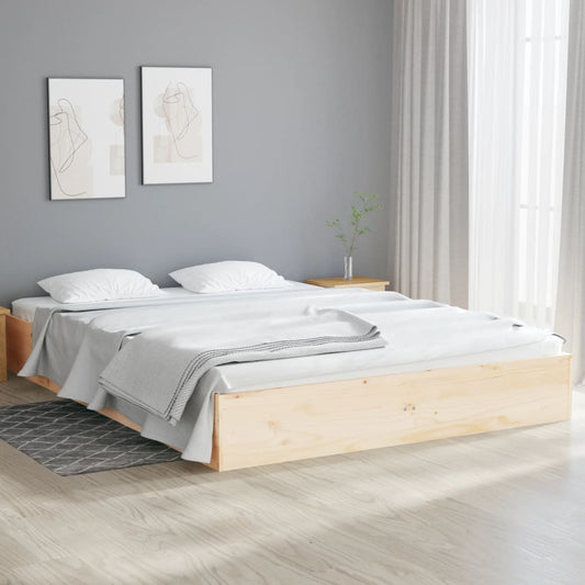 Solid Wood Bed Frame 140x190 cm - Durable, Sleek Design