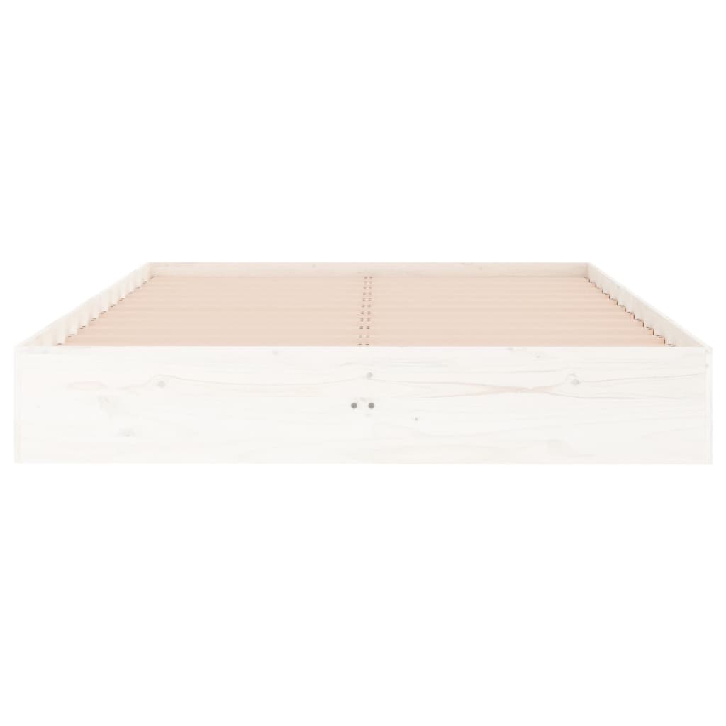 White Solid Wood Bed Frame - 140x190 cm - No Mattress Included