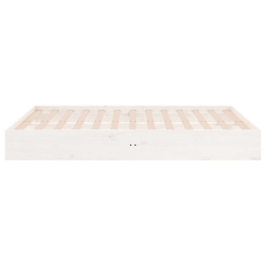 White Solid Wood Bed Frame - 140x190 cm - No Mattress Included