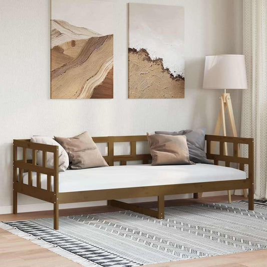 Honey Brown Solid Pine Wood Day Bed - 80x200 cm (Mattress Excluded)