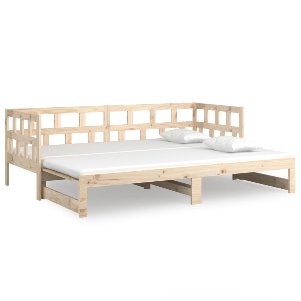Solid Pine Wood Pull-out Day Bed Frame 2x(90x200) cm | No Mattress