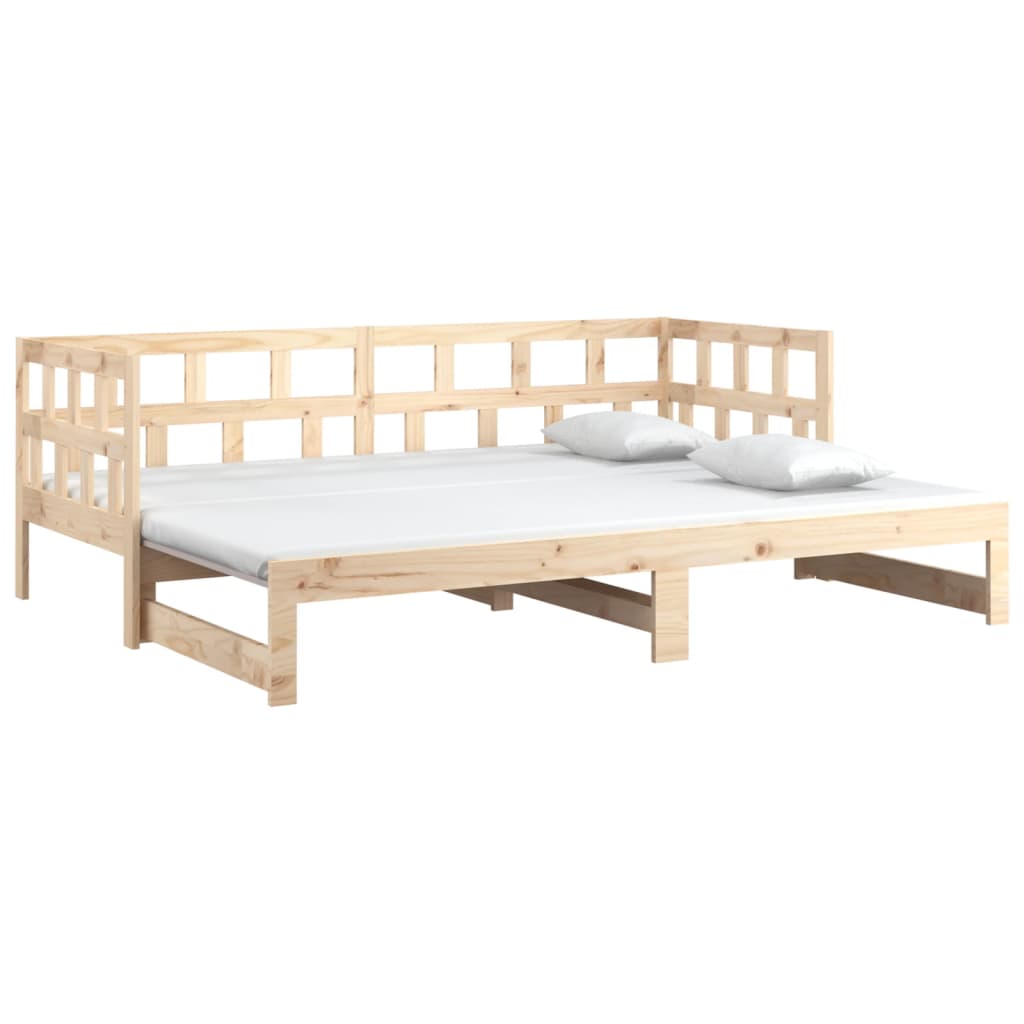 Solid Pine Wood Pull-out Day Bed Frame 2x(90x200) cm | No Mattress