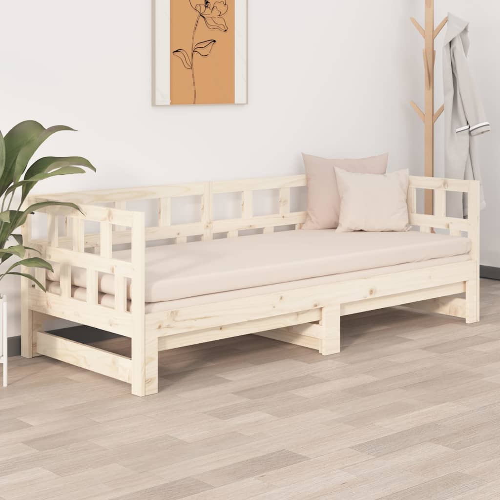 Solid Pine Wood Pull-out Day Bed Frame 2x(90x200) cm | No Mattress