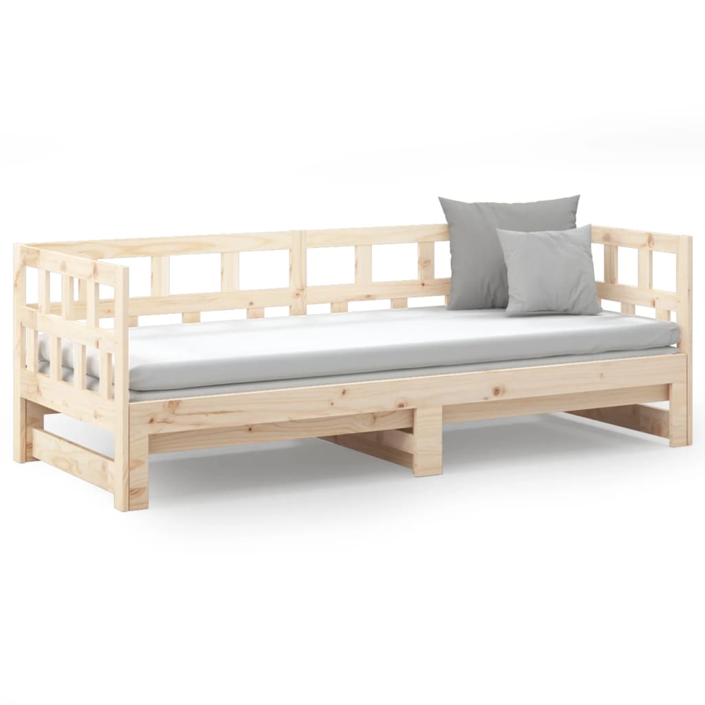 Solid Pine Wood Pull-out Day Bed Frame 2x(90x200) cm | No Mattress