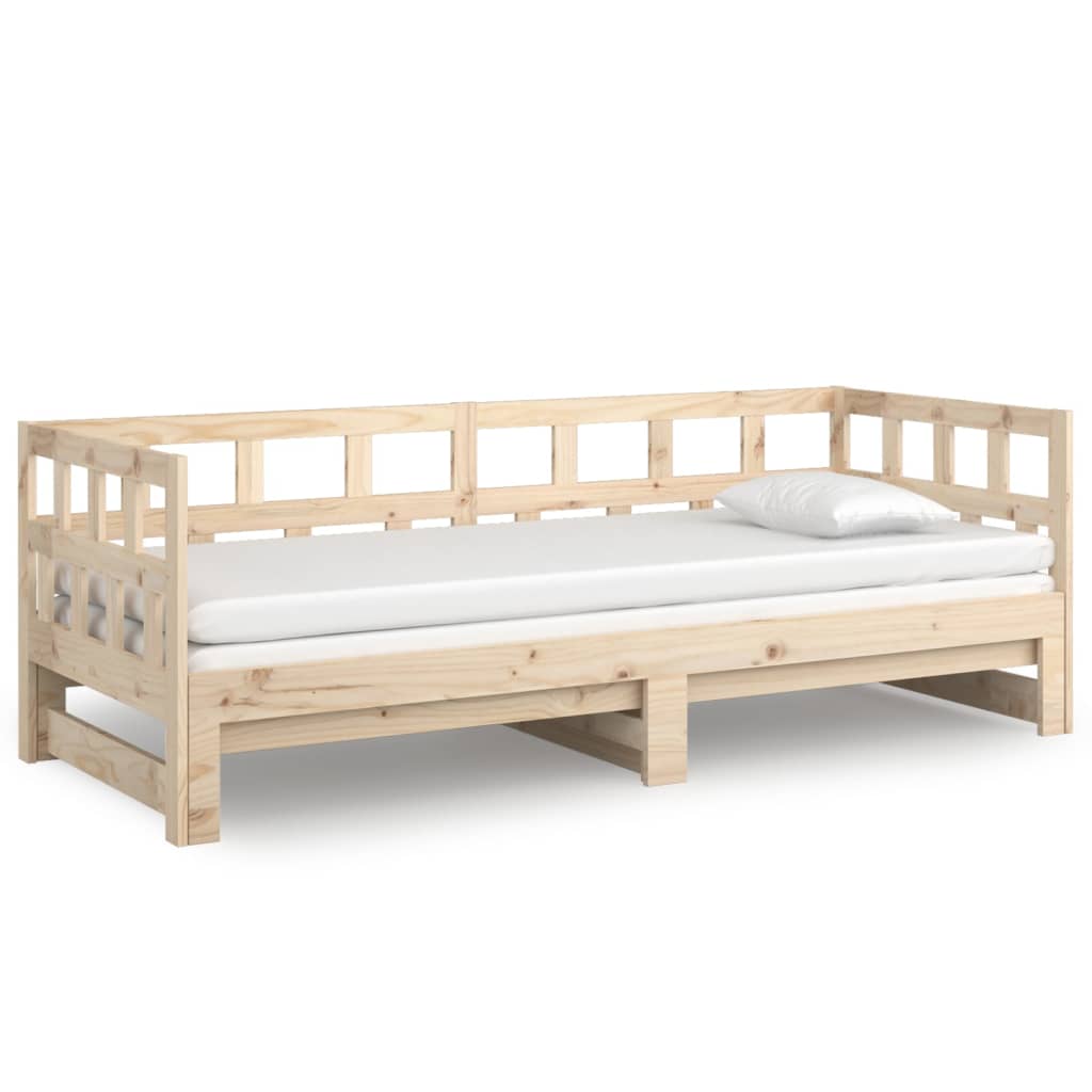Solid Pine Wood Pull-out Day Bed Frame 2x(90x200) cm | No Mattress