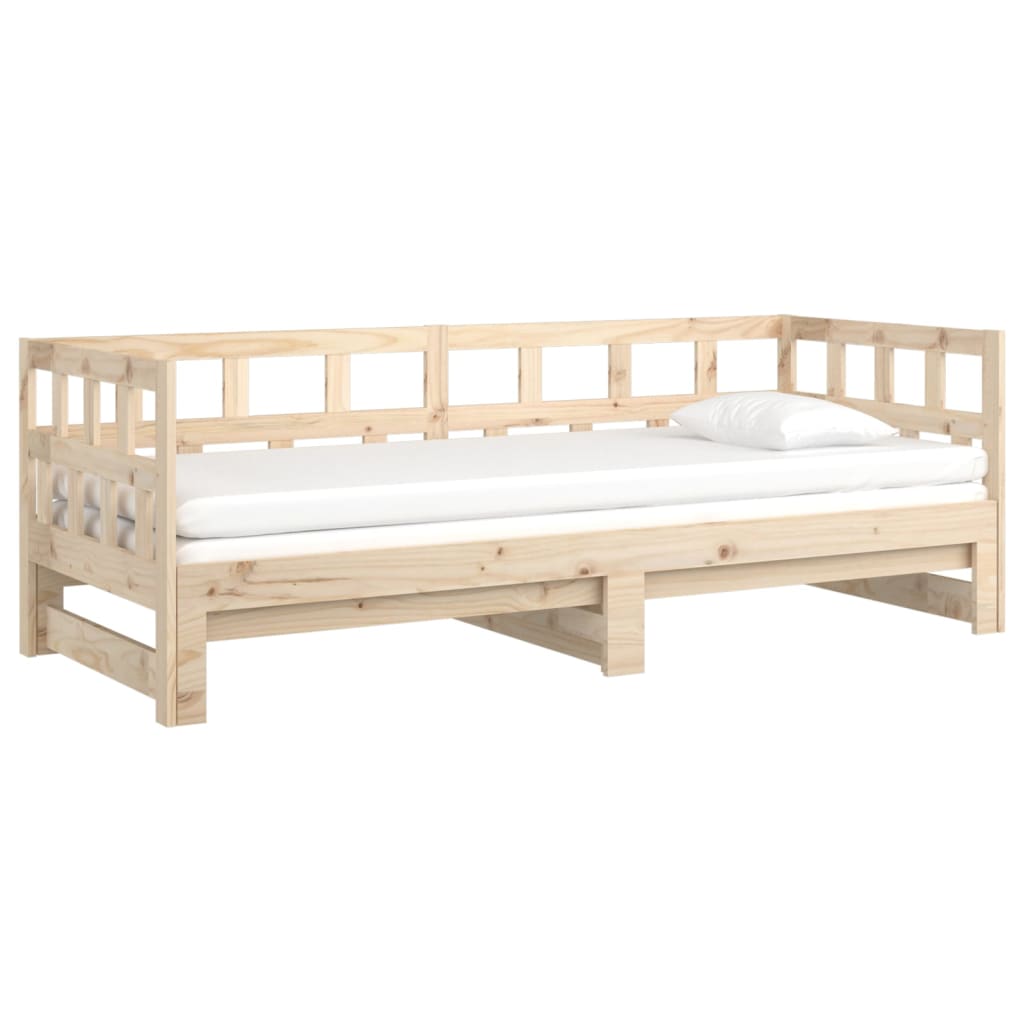 Solid Pine Wood Pull-out Day Bed Frame 2x(90x200) cm | No Mattress