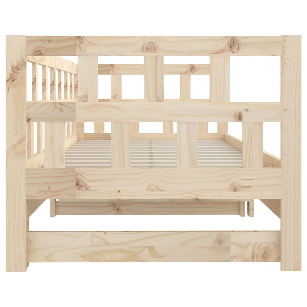 Solid Pine Wood Pull-out Day Bed Frame 2x(90x200) cm | No Mattress