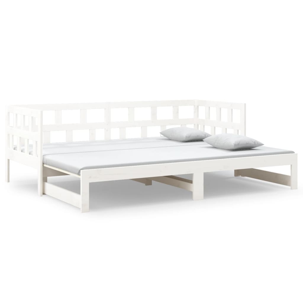 White Pull-Out Day Bed Frame without Mattress 2x(90x200) cm