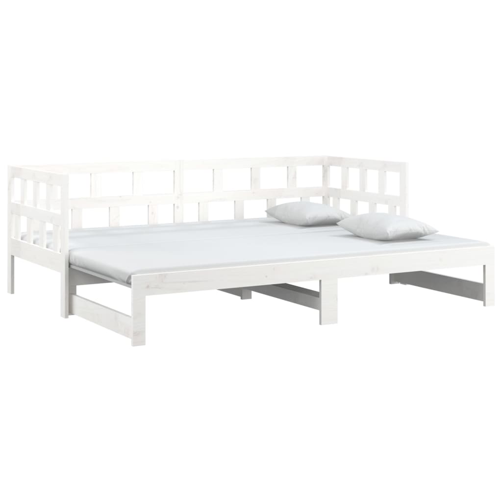 White Pull-Out Day Bed Frame without Mattress 2x(90x200) cm