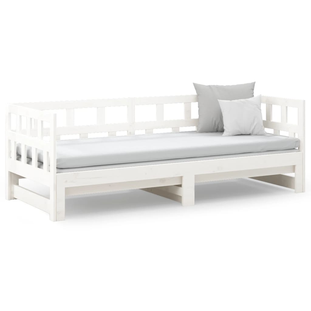 White Pull-Out Day Bed Frame without Mattress 2x(90x200) cm