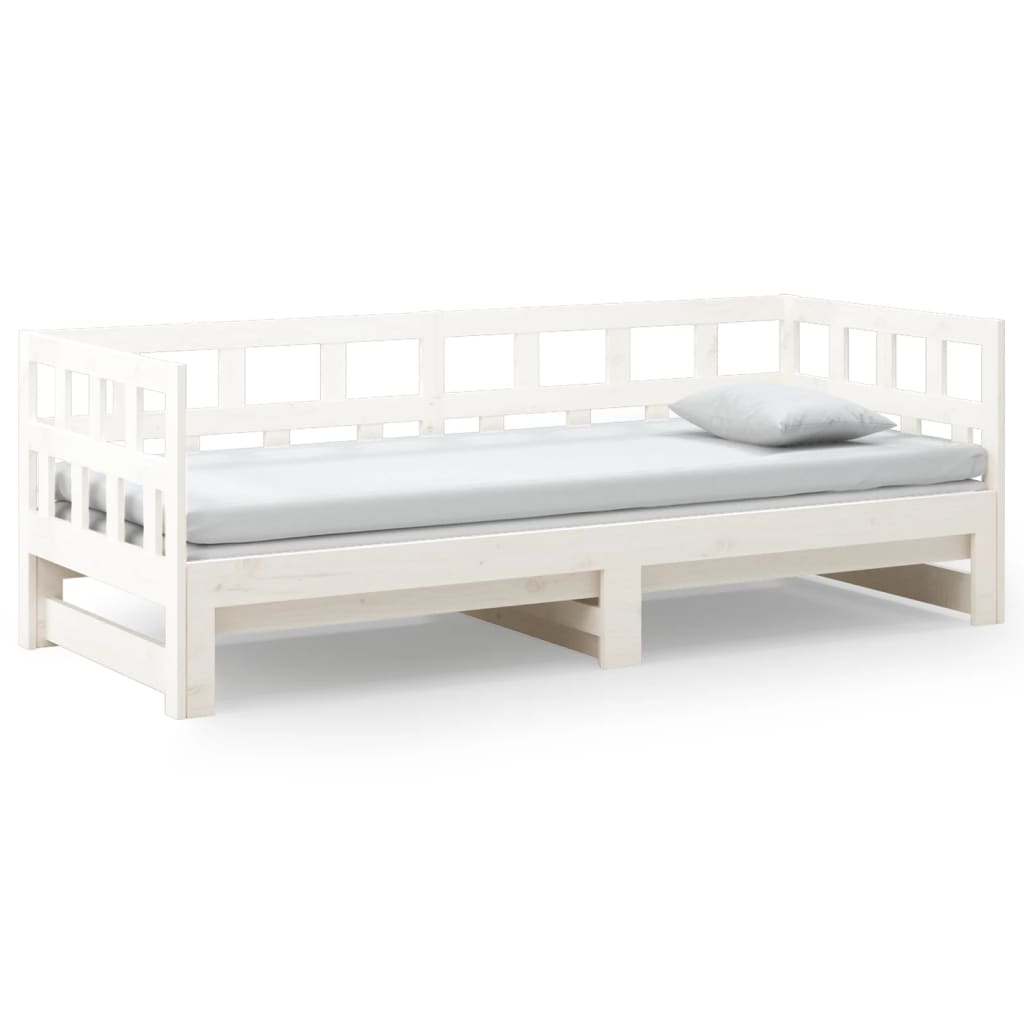 White Pull-Out Day Bed Frame without Mattress 2x(90x200) cm