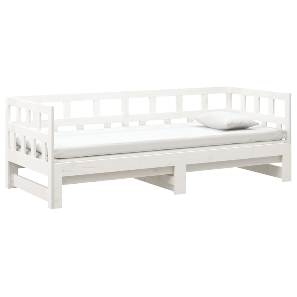 White Pull-Out Day Bed Frame without Mattress 2x(90x200) cm